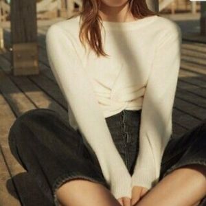 MNG Cream Knot Front Sweater (XS)